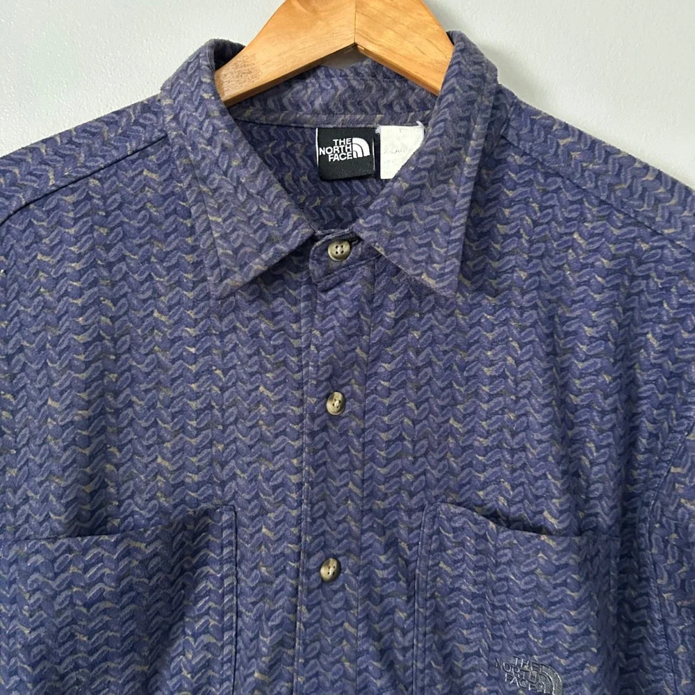 The North Face Shirt Mens XL Purple Geometric Print Button Down Fleece Lined VTG